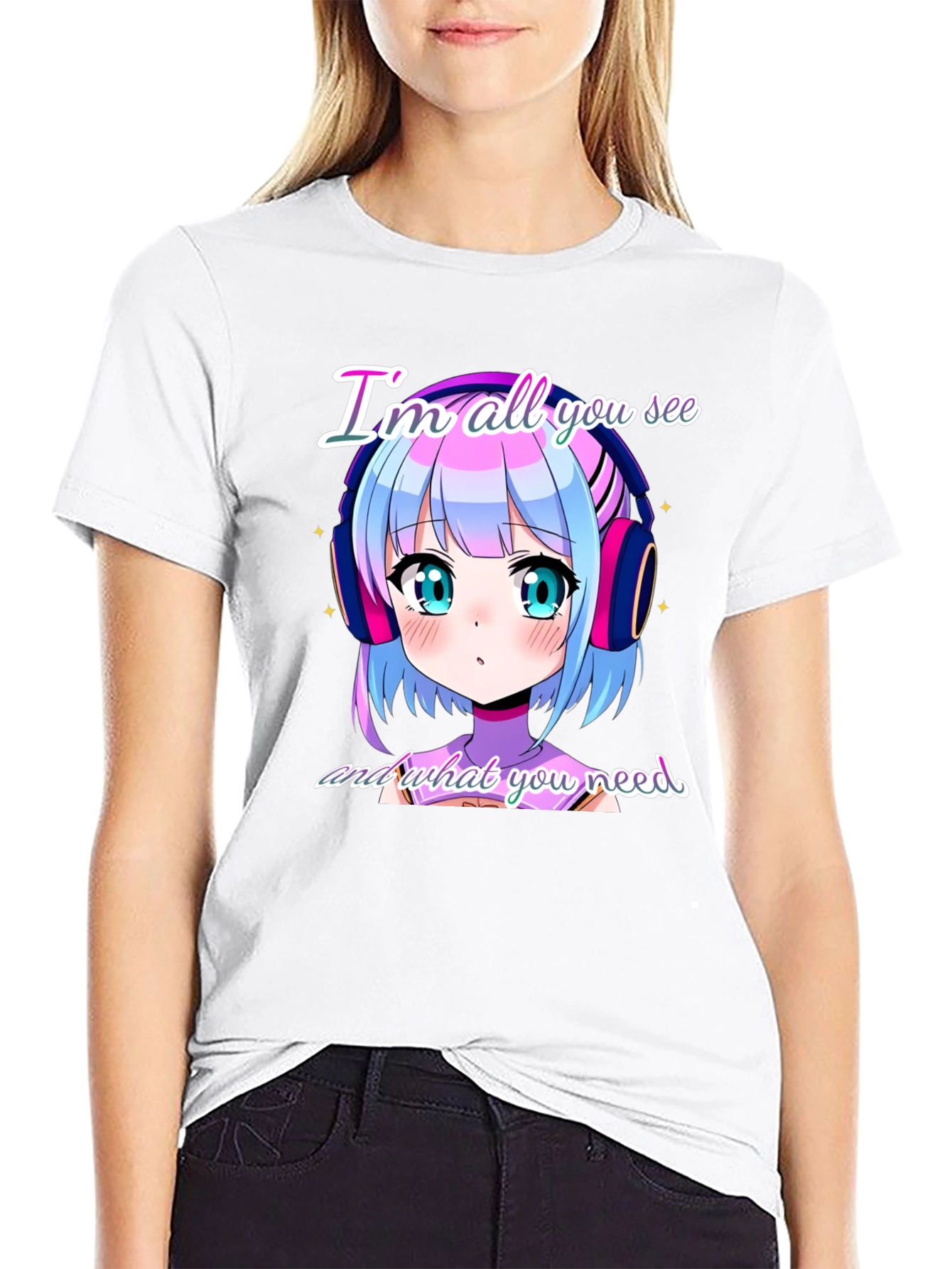 Anime Girl Black T-Shirt: Im All You See
