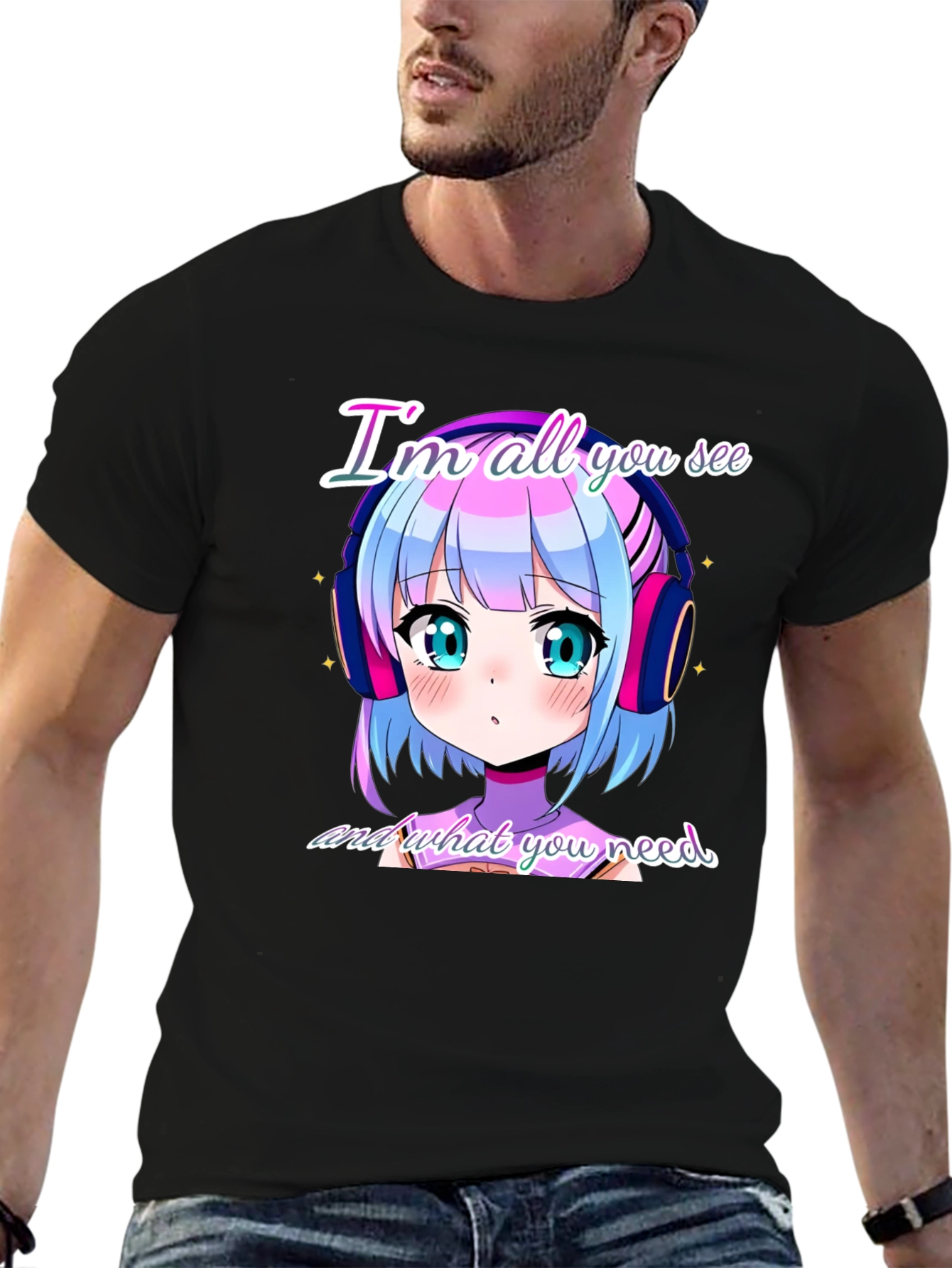 Anime Girl Black T-Shirt: Im All You See