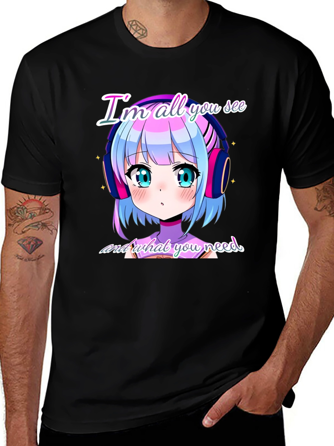 Anime Girl Black T-Shirt: Im All You See
