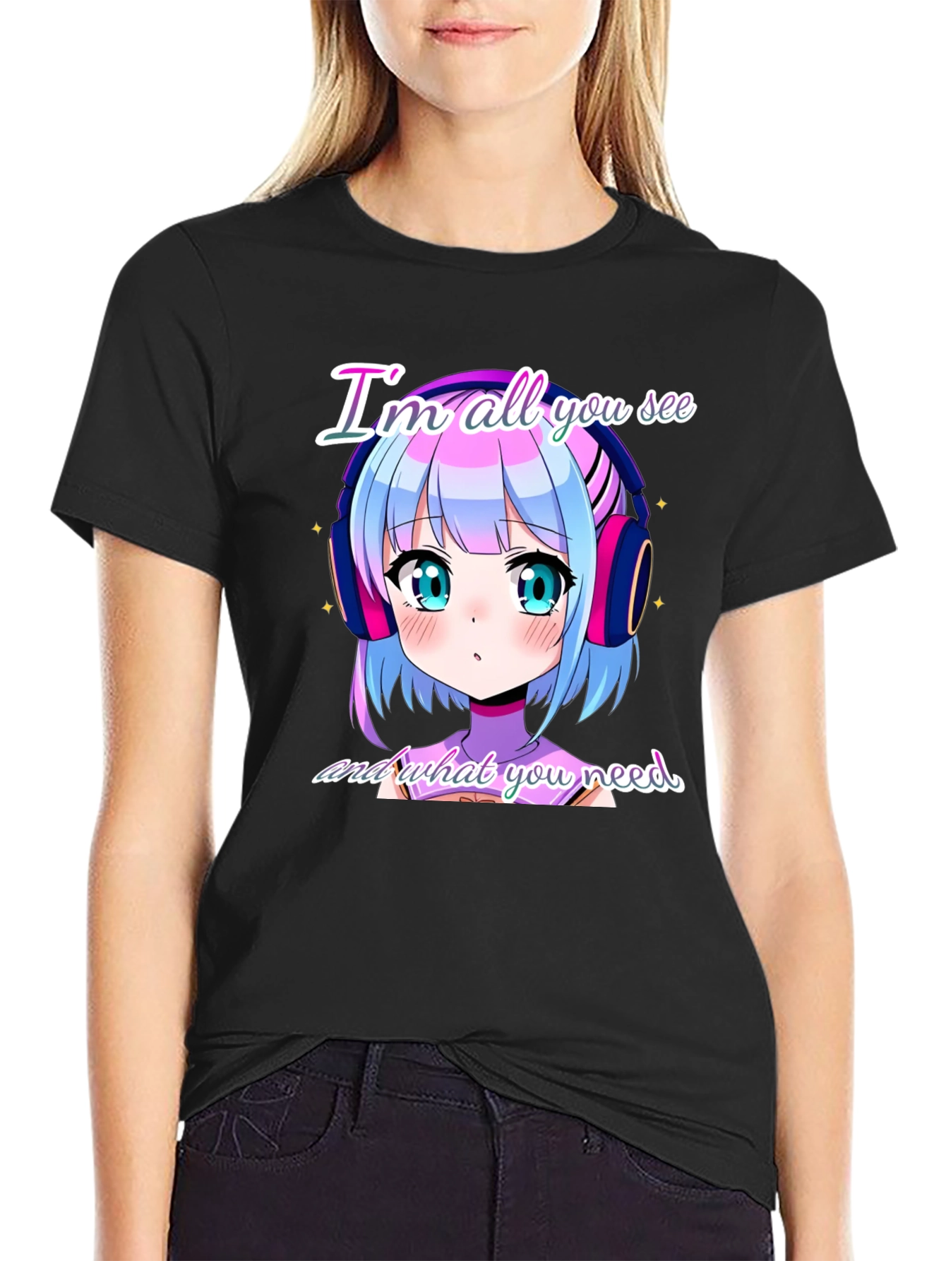 Anime Girl Black T-Shirt: Im All You See