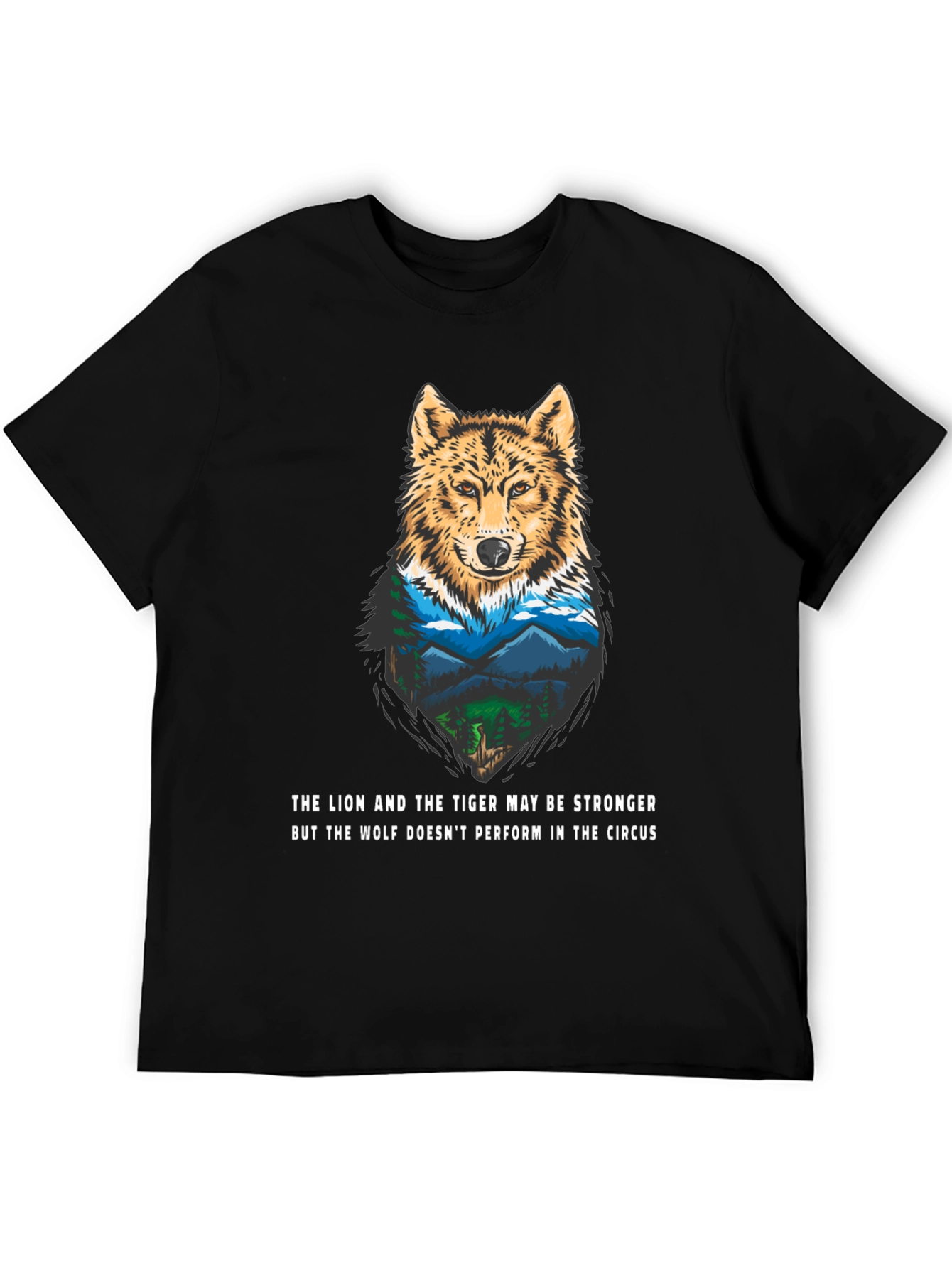 Wolf Nature Graphic Tee - Mens Black T-Shirt