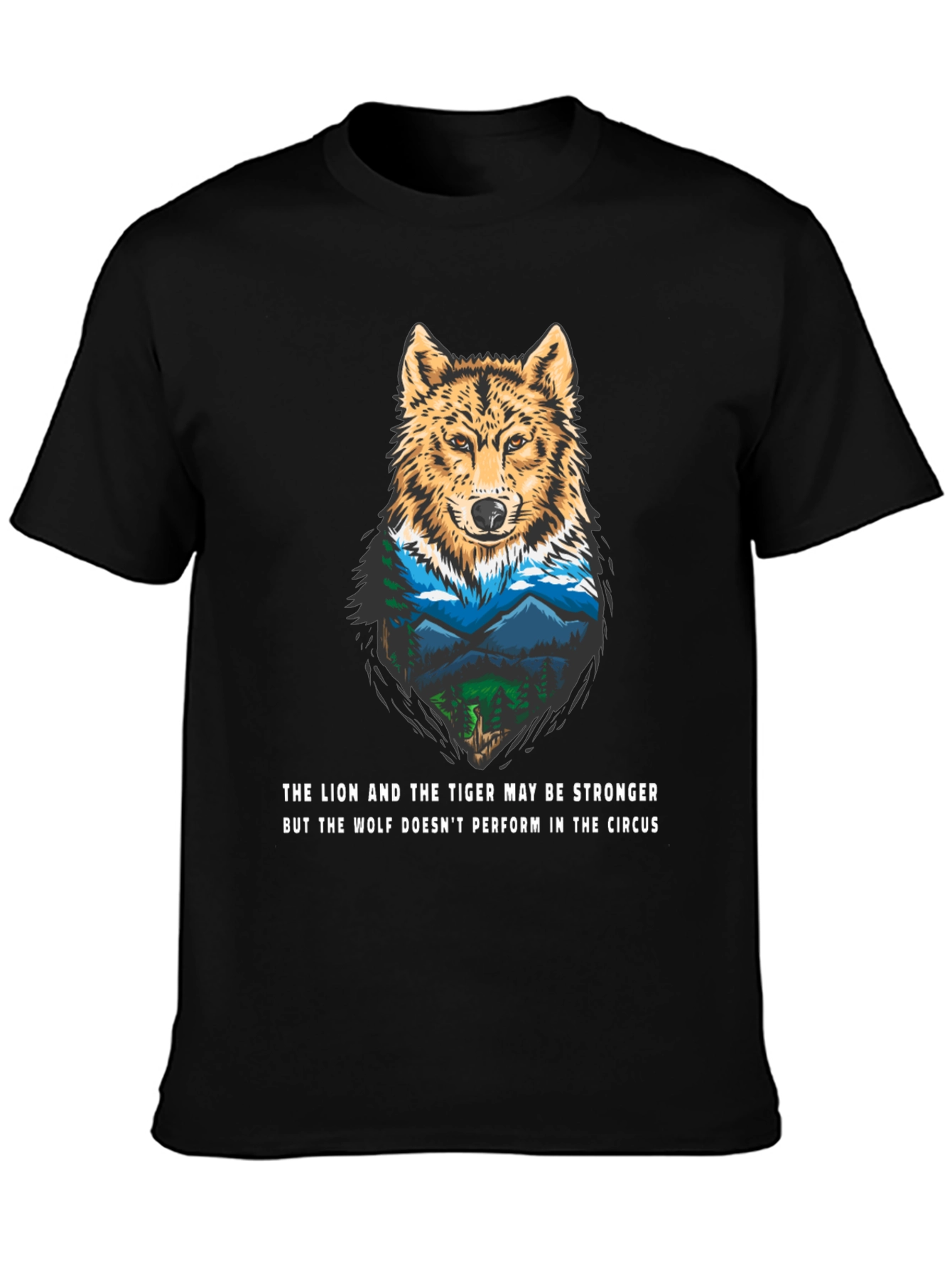 Wolf Nature Graphic Tee - Mens Black T-Shirt