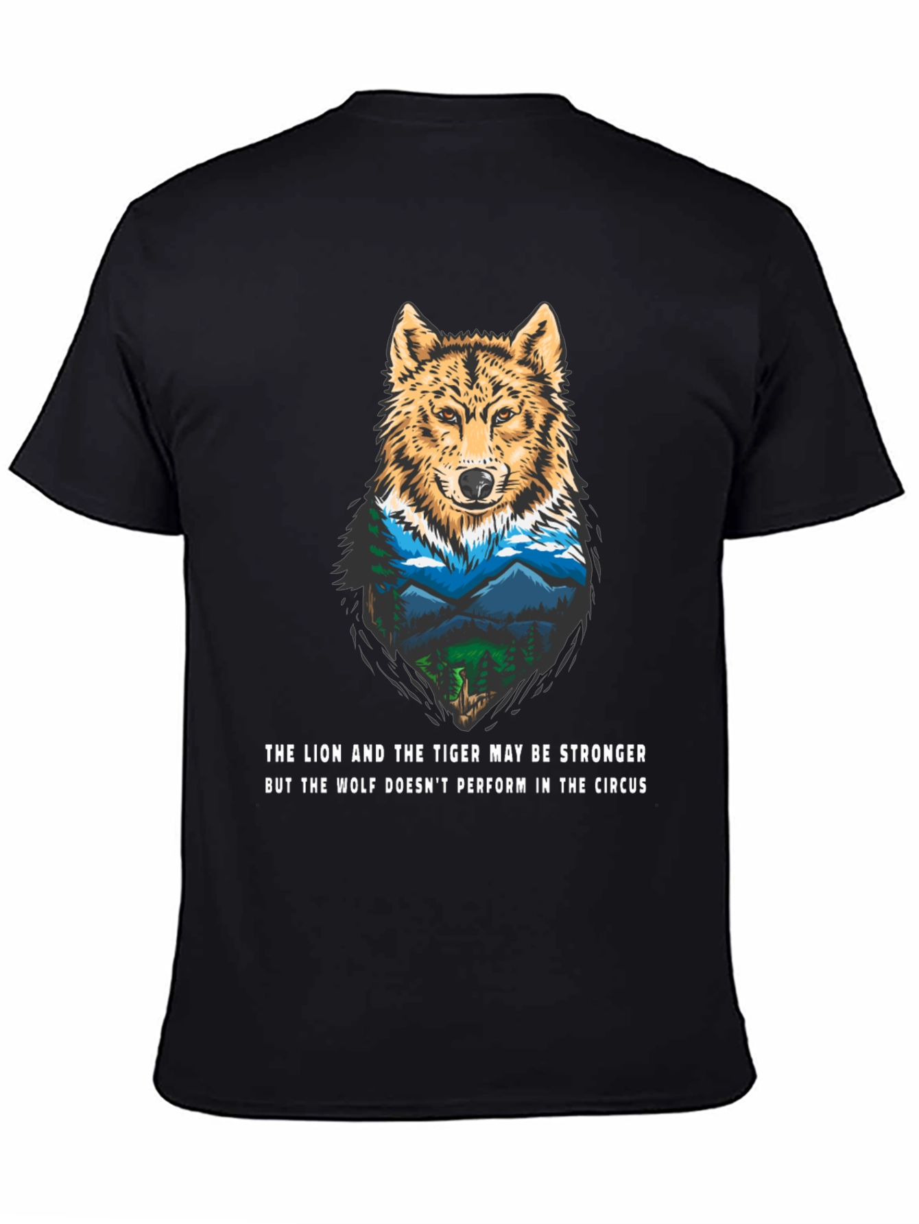 Wolf Nature Graphic Tee - Mens Black T-Shirt