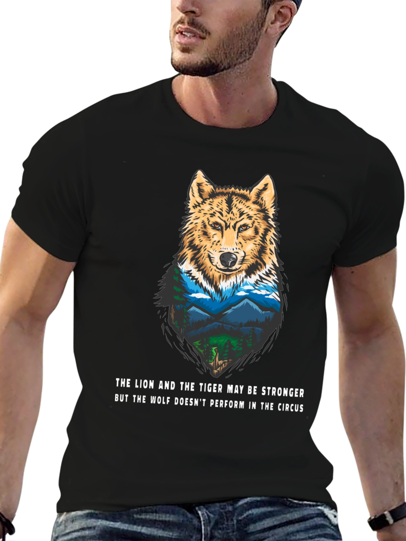 Wolf Nature Graphic Tee - Mens Black T-Shirt