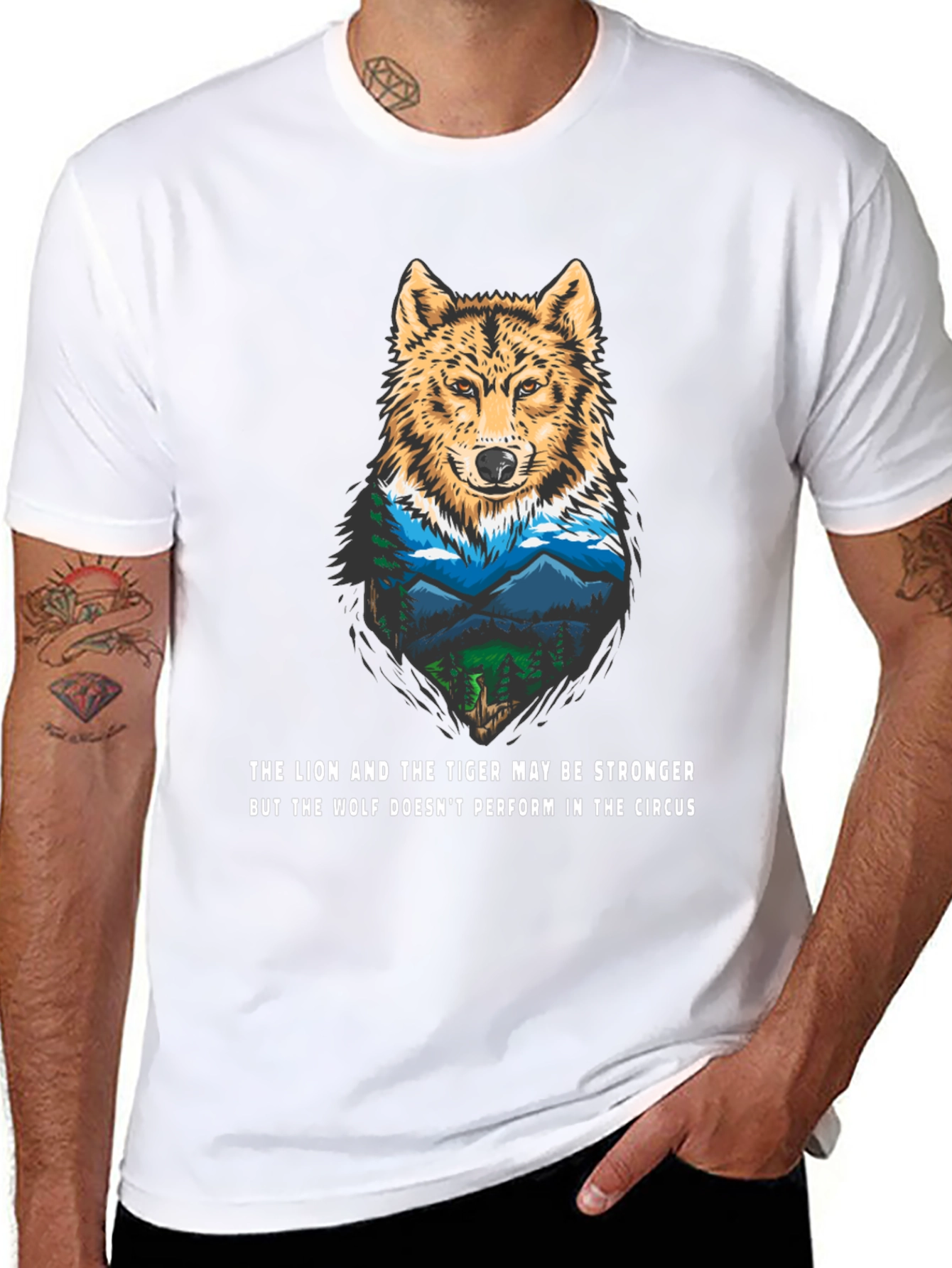 Wolf Nature Graphic Tee - Mens Black T-Shirt