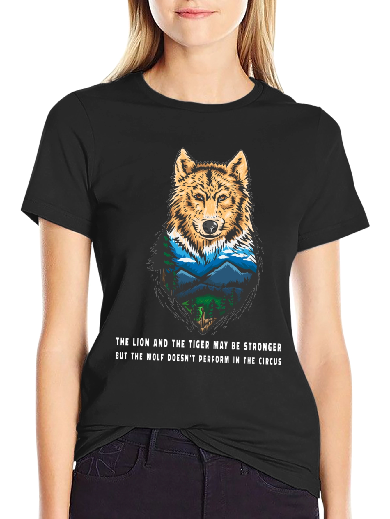 Wolf Nature Graphic Tee - Mens Black T-Shirt