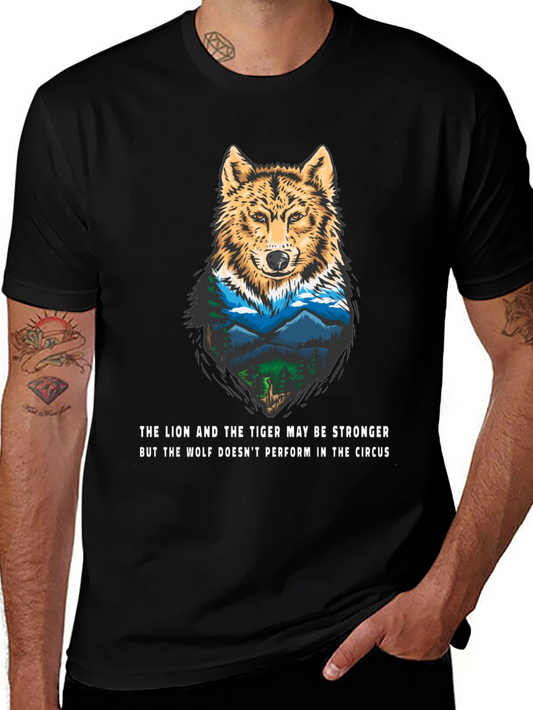 Wolf Nature Graphic Tee - Mens Black T-Shirt