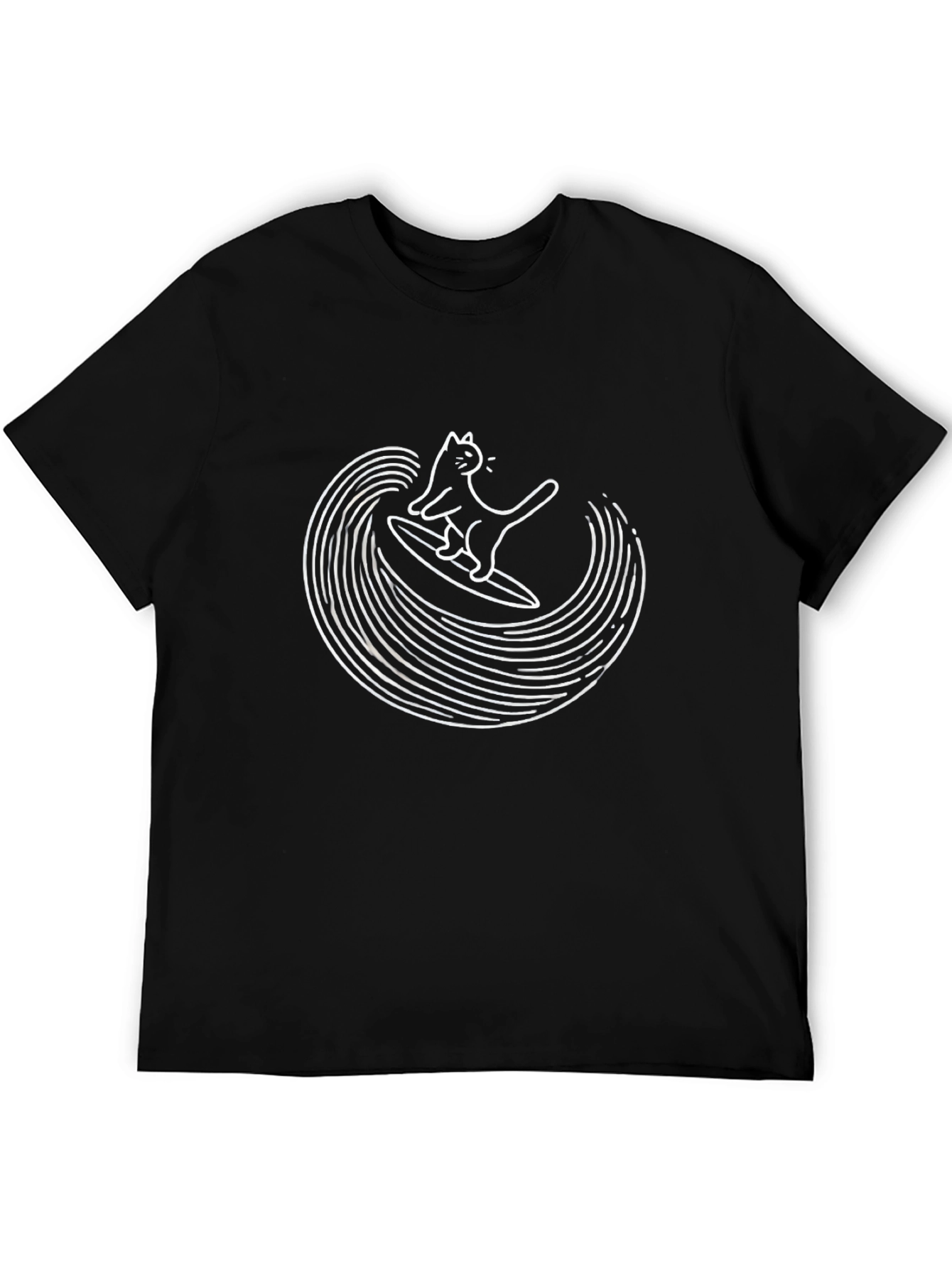 Cool Cat Surfing Wave Graphic T-Shirt