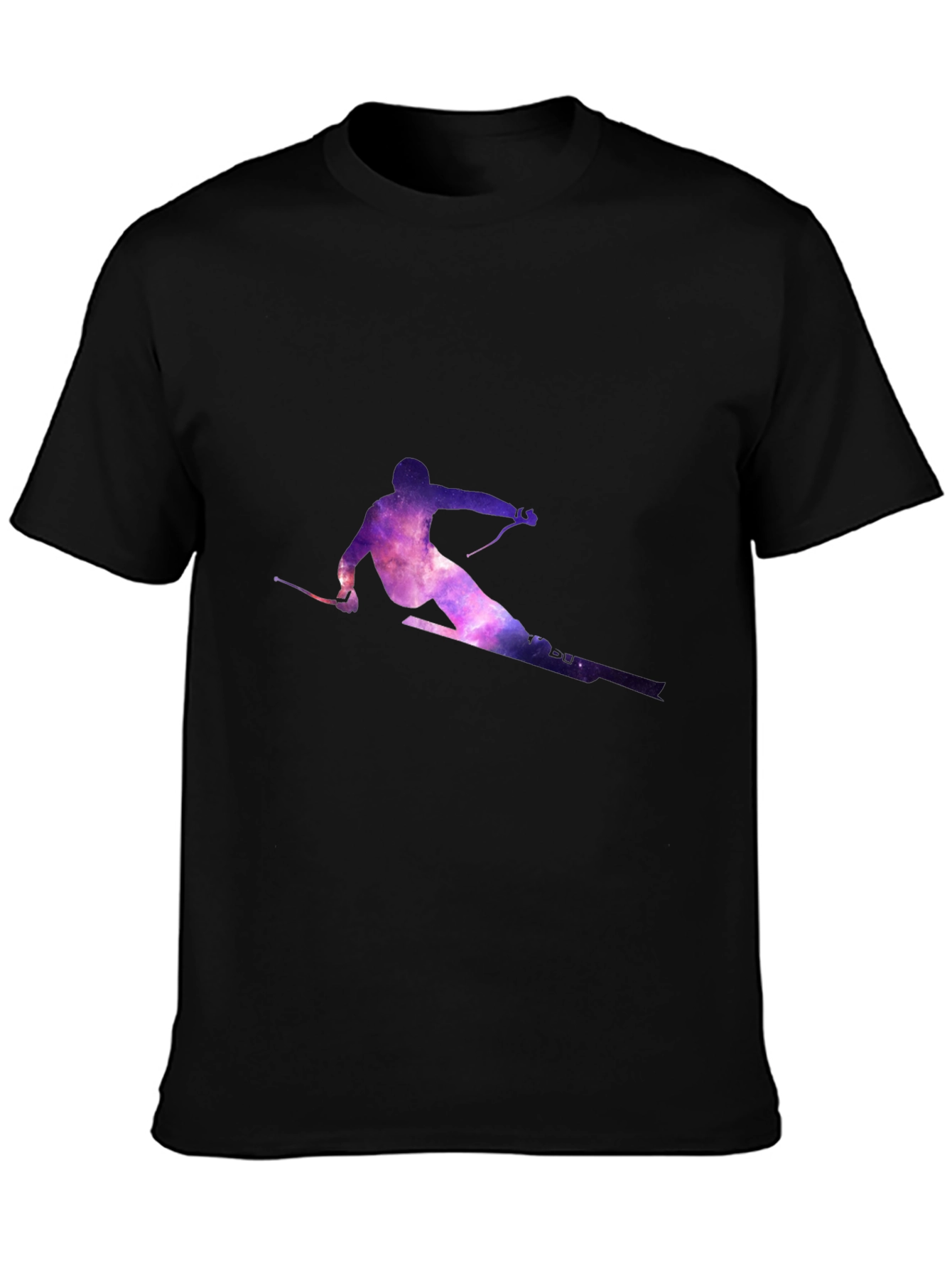 Galaxy Skier Graphic Tee - Stylish Black T-Shirt