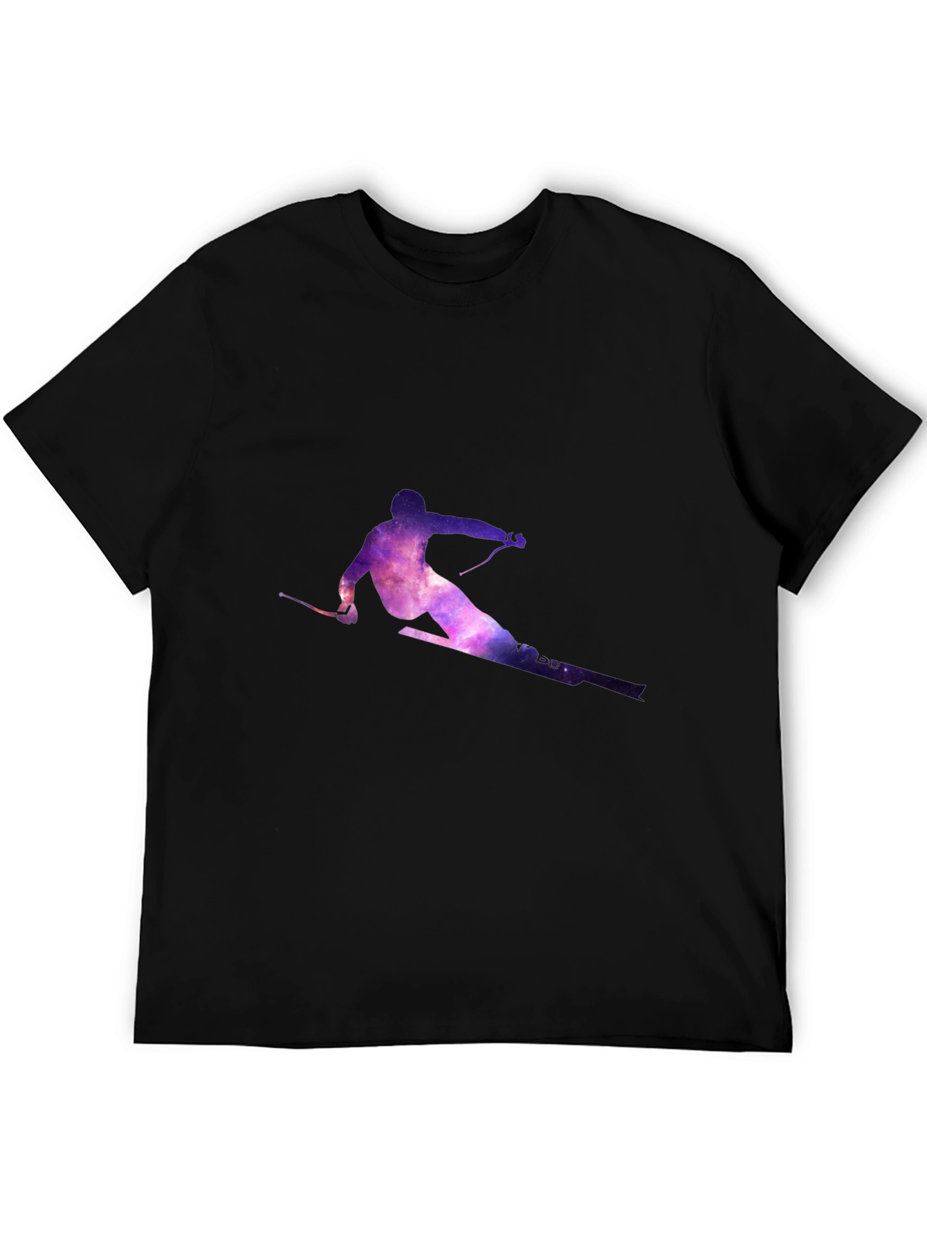 Galaxy Skier Graphic Tee - Stylish Black T-Shirt