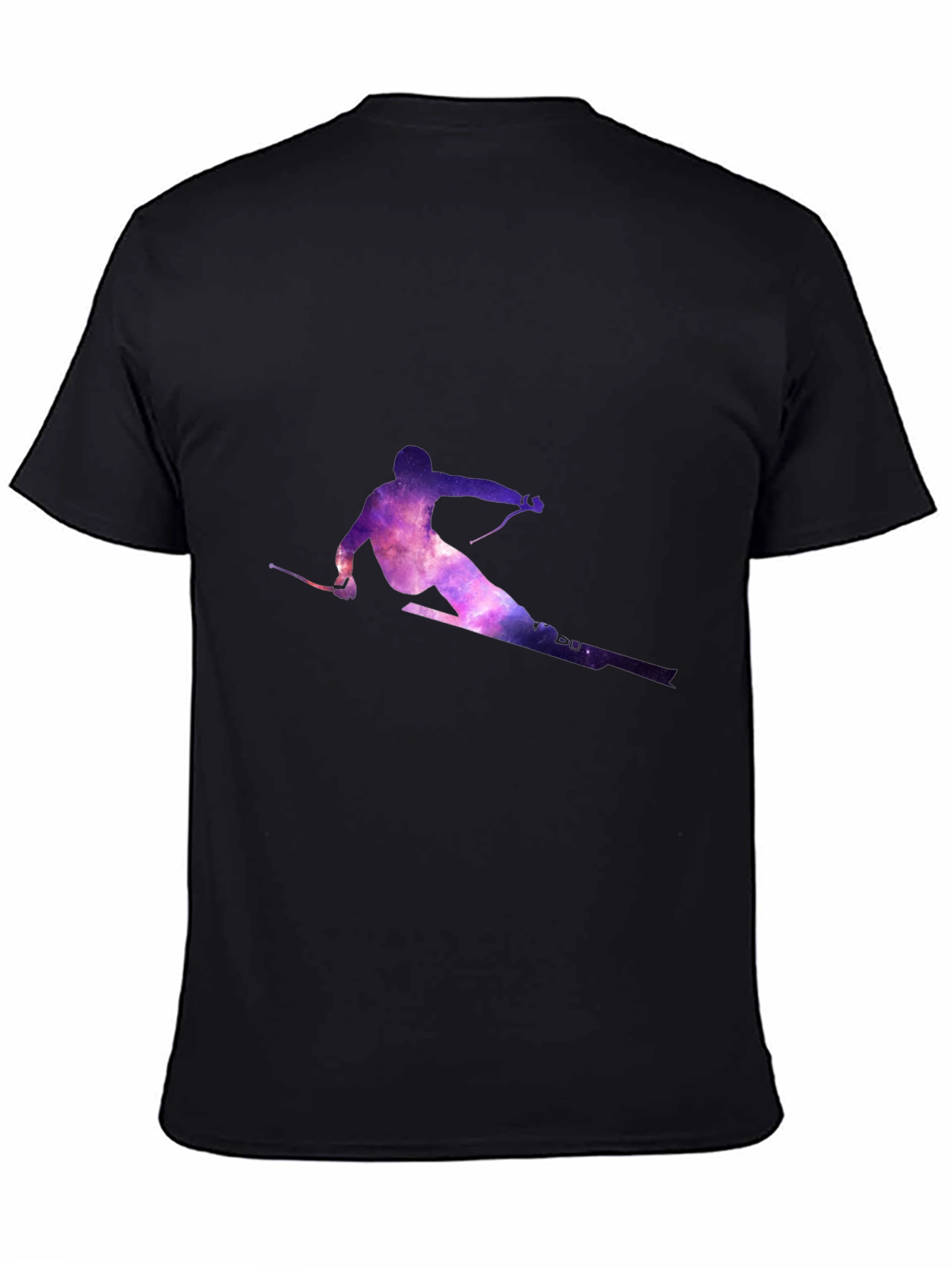 Galaxy Skier Graphic Tee - Stylish Black T-Shirt