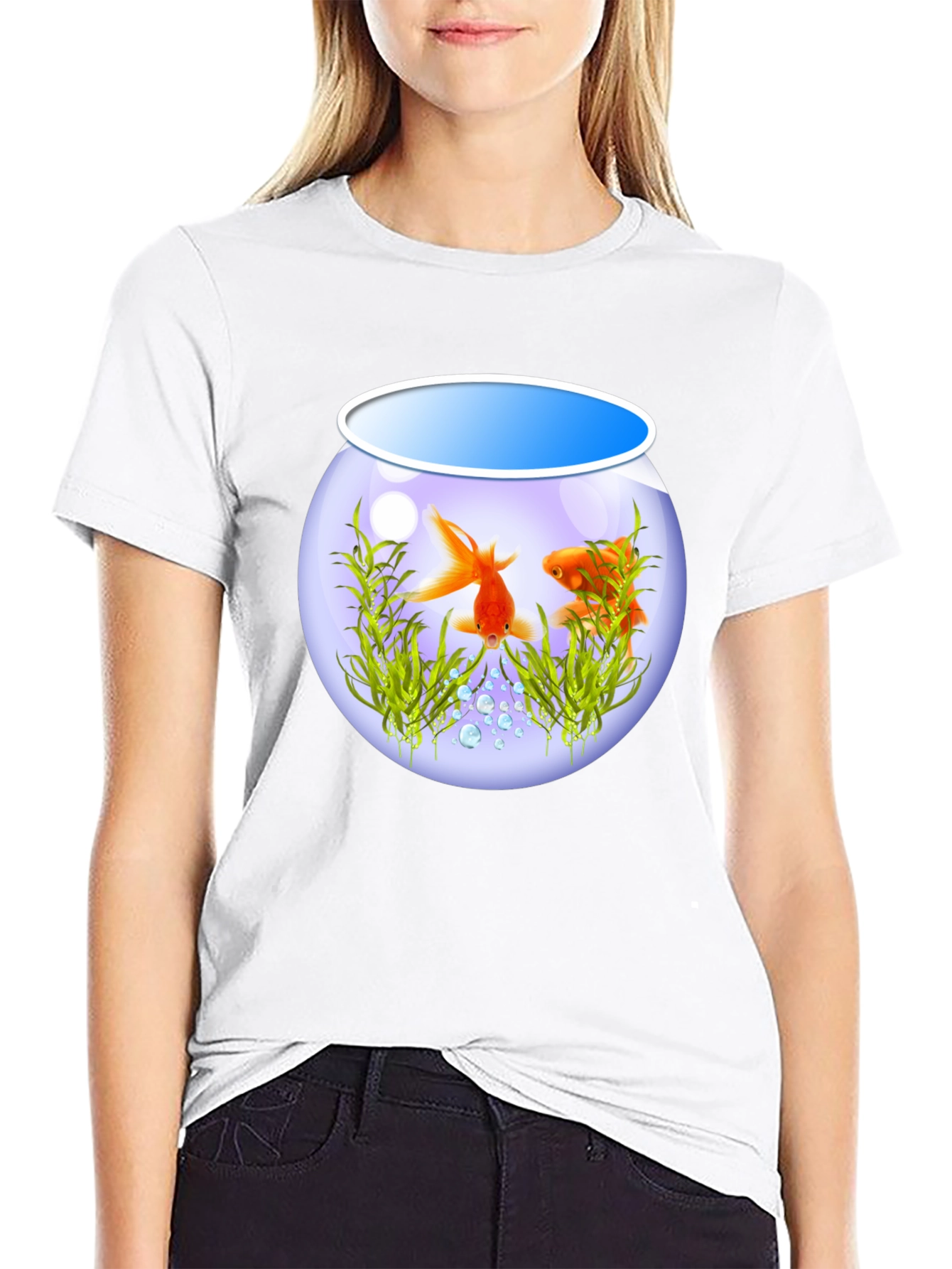 Goldfish Bowl Graphic Tee - Black Cotton T-Shirt