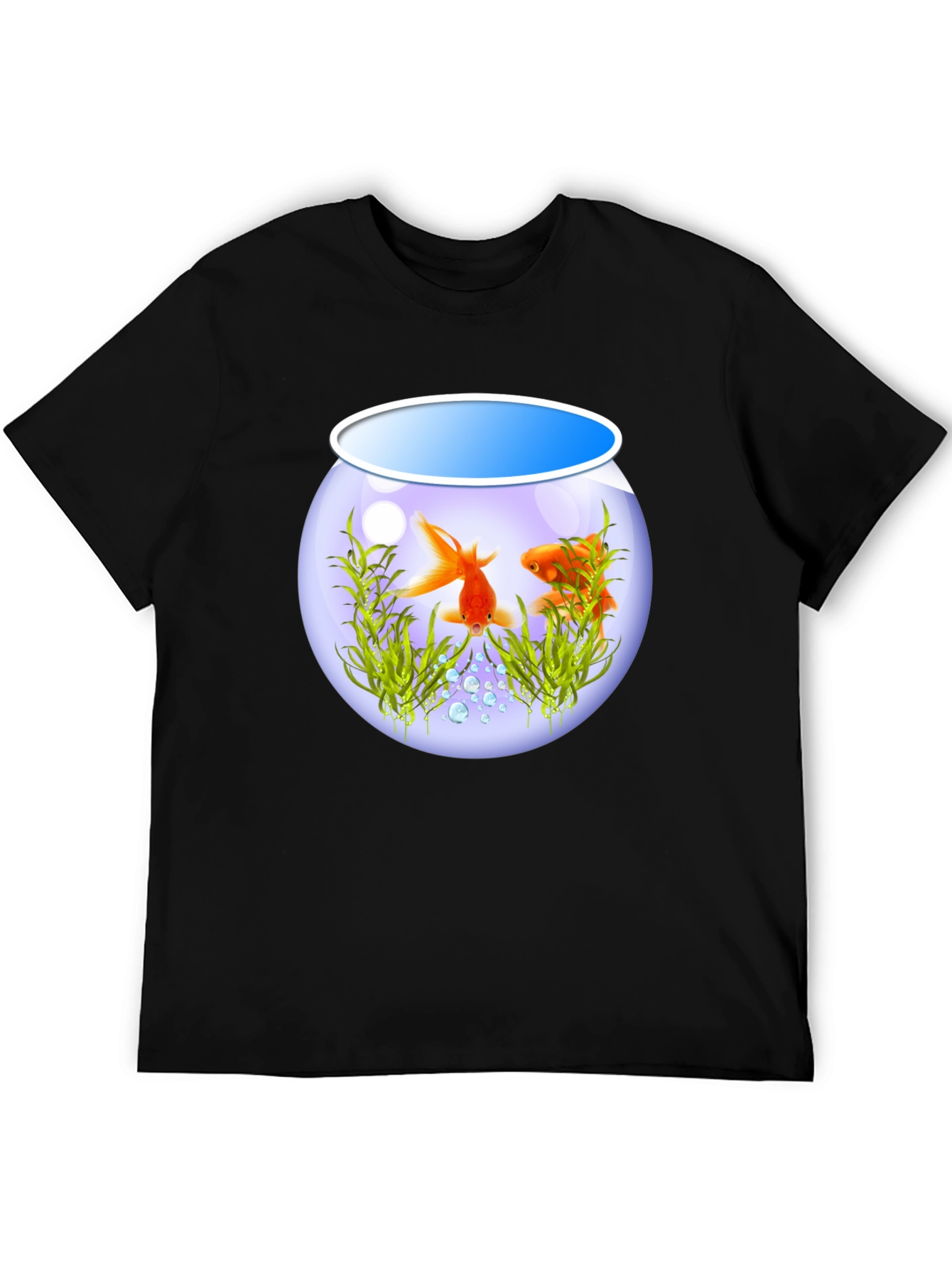 Goldfish Bowl Graphic Tee - Black Cotton T-Shirt