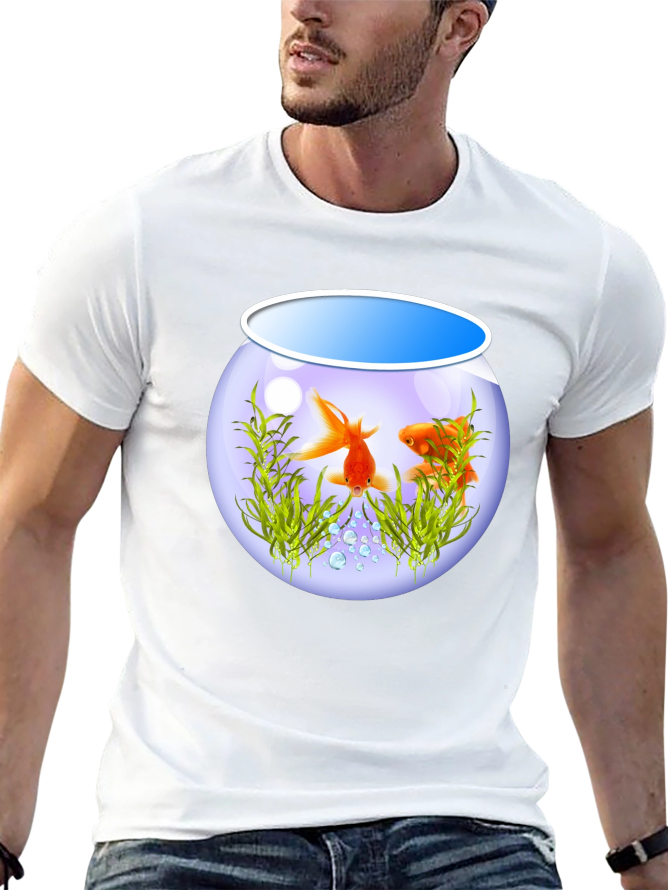 Goldfish Bowl Graphic Tee - Black Cotton T-Shirt