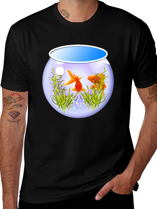 Goldfish Bowl Graphic Tee - Black Cotton T-Shirt