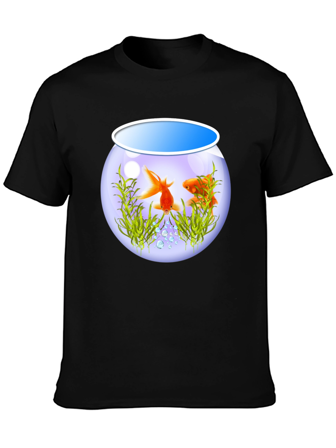 Goldfish Bowl Graphic Tee - Black Cotton T-Shirt