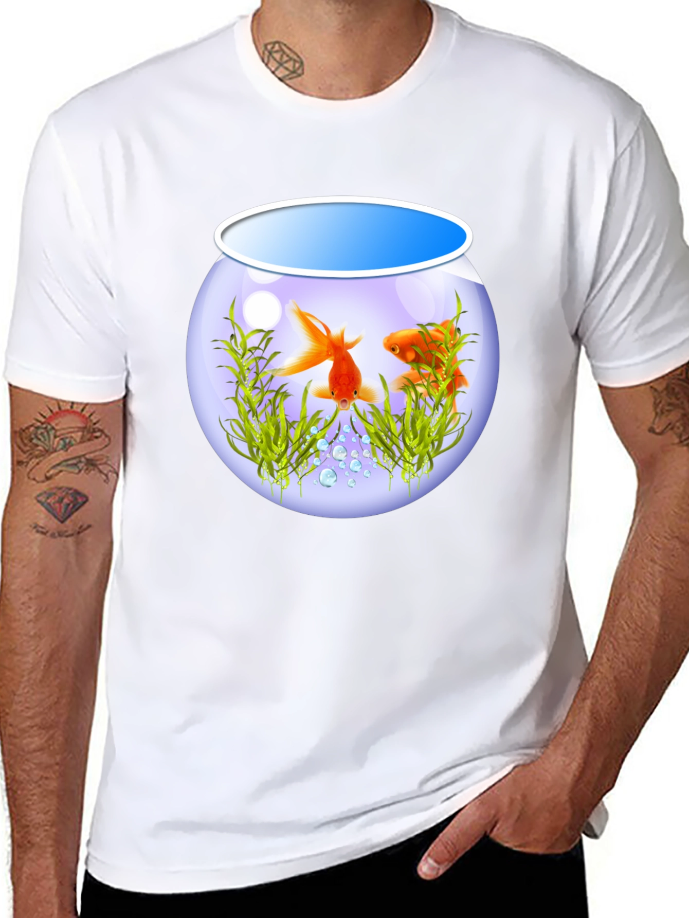 Goldfish Bowl Graphic Tee - Black Cotton T-Shirt