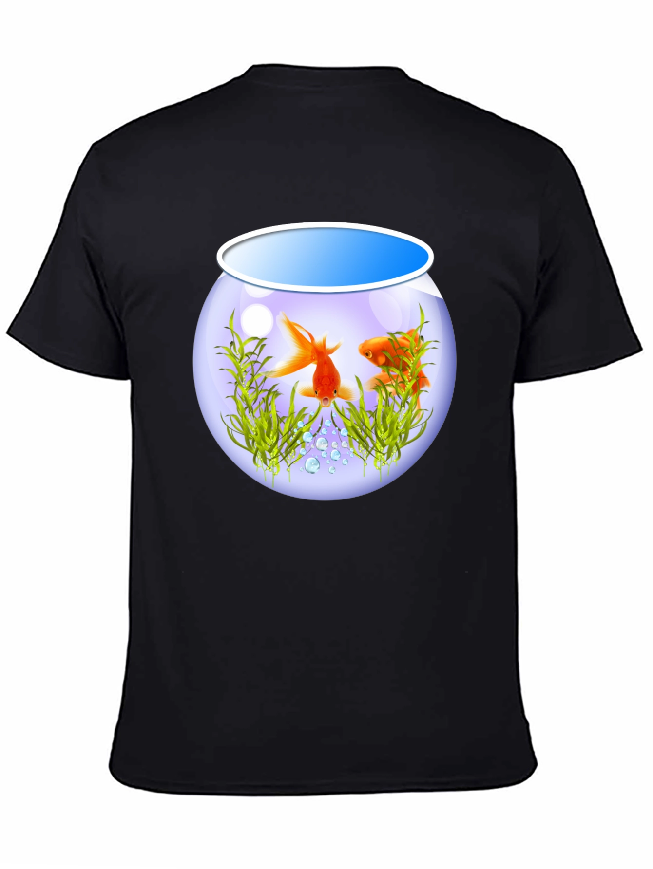 Goldfish Bowl Graphic Tee - Black Cotton T-Shirt