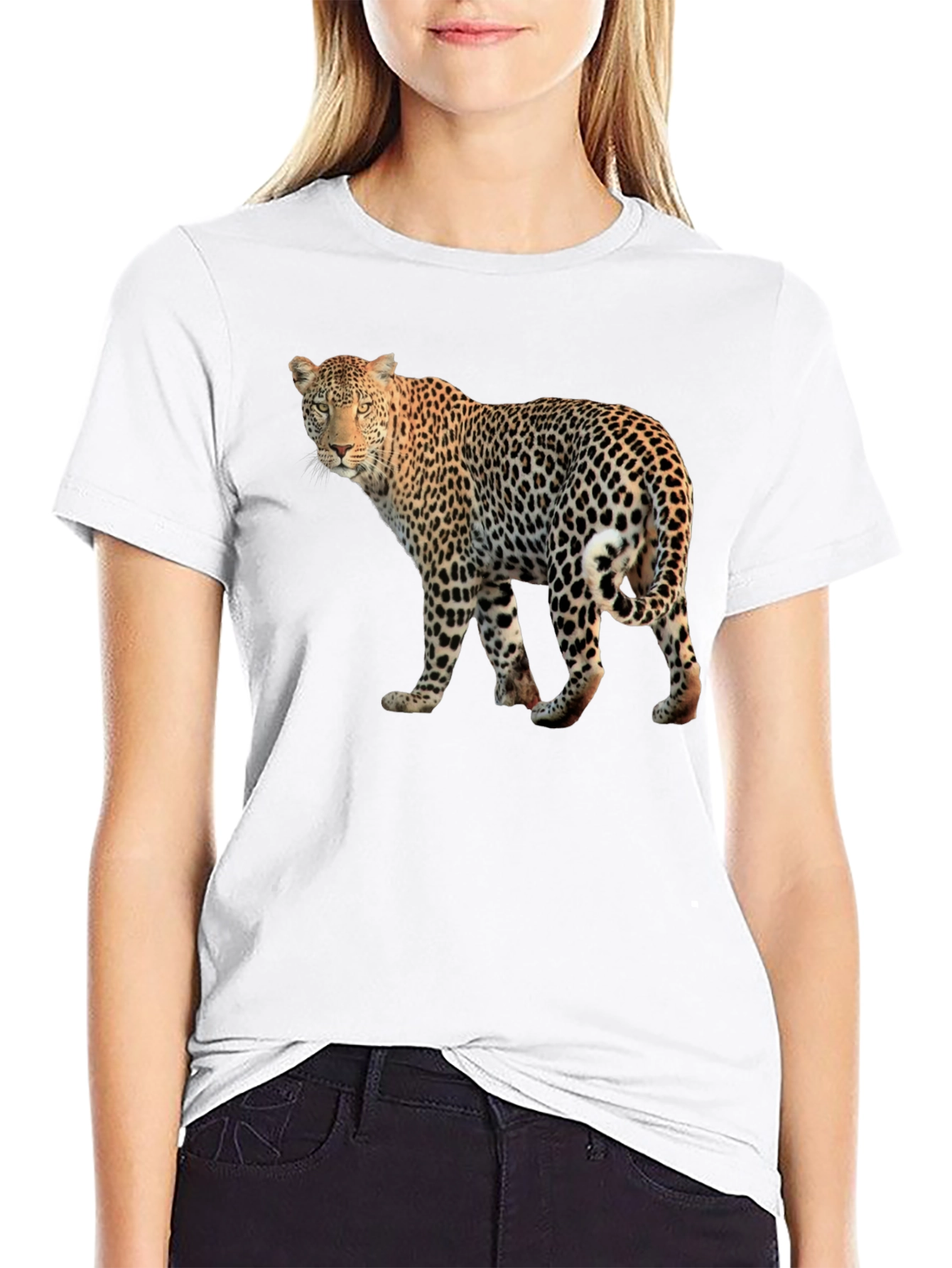 Leopard Graphic Print Black T-Shirt