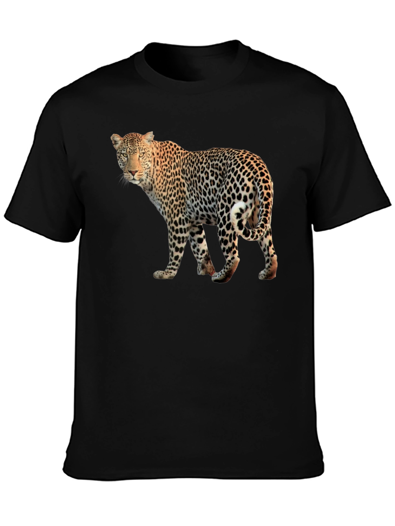 Leopard Graphic Print Black T-Shirt
