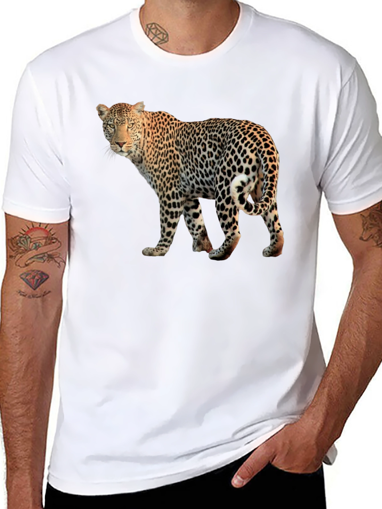 Leopard Graphic Print Black T-Shirt