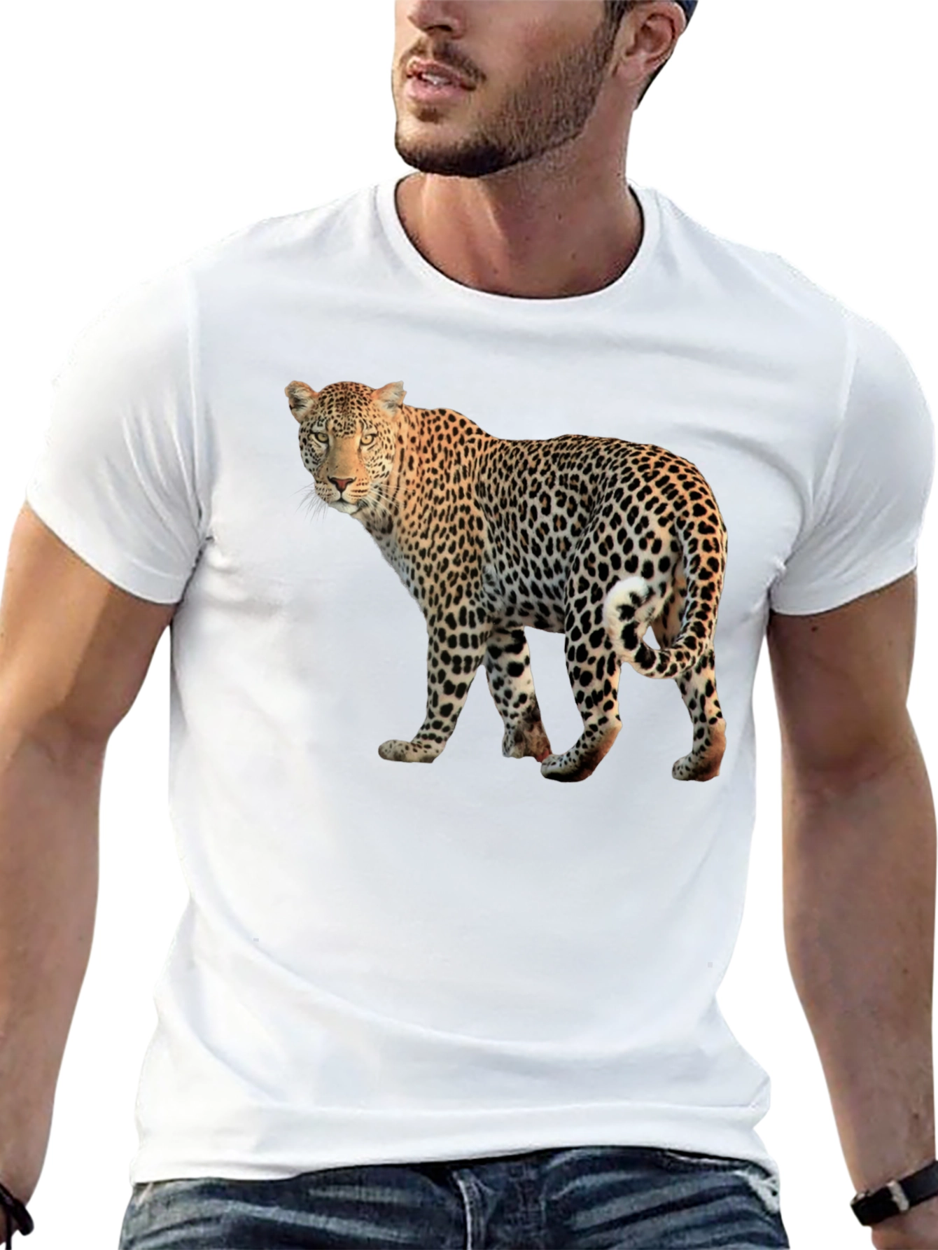 Leopard Graphic Print Black T-Shirt