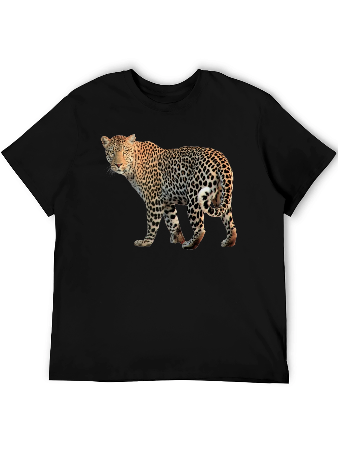 Leopard Graphic Print Black T-Shirt