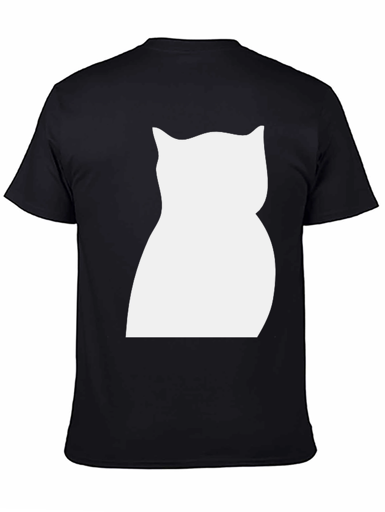 Cat Silhouette Graphic Tee - Black Cotton Shirt