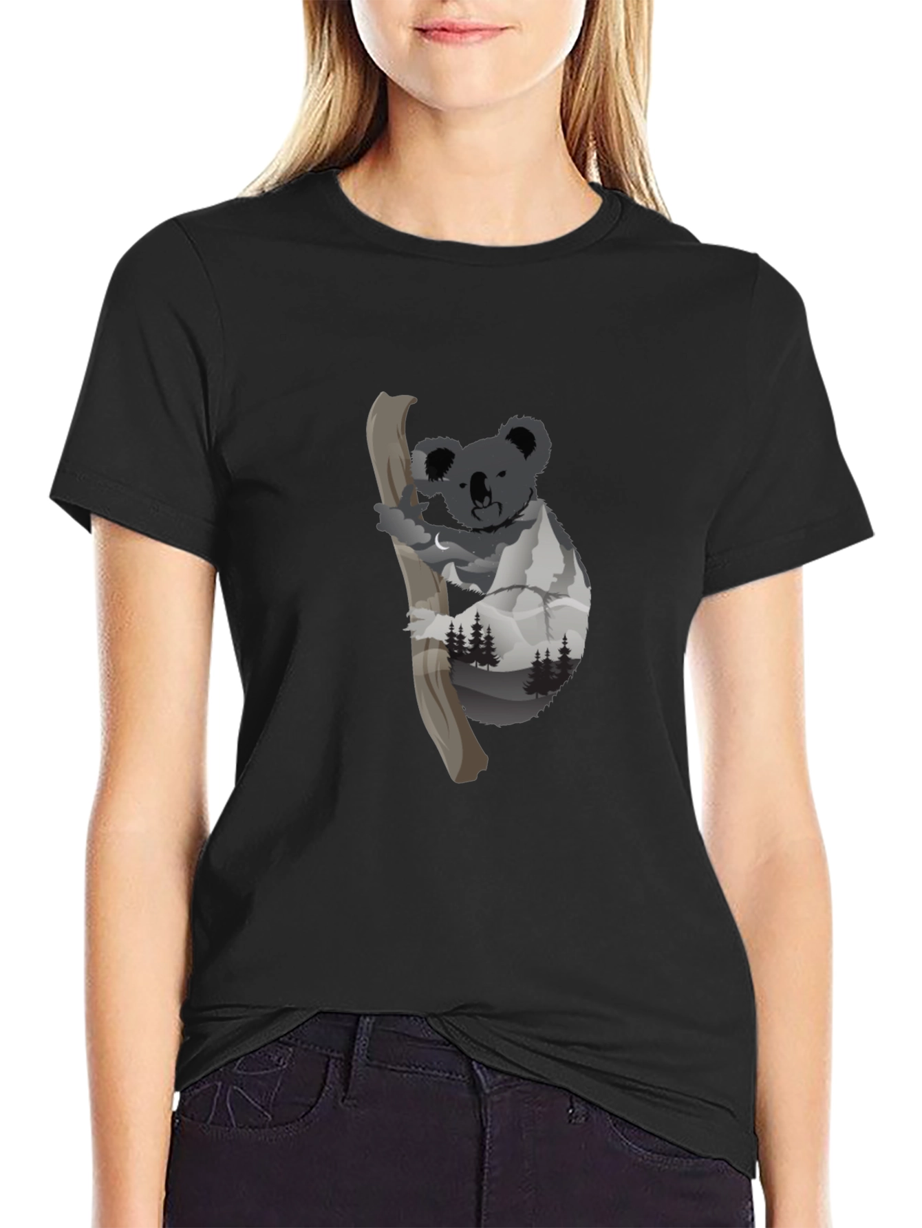 Koala Mountainscape Graphic Tee - Black