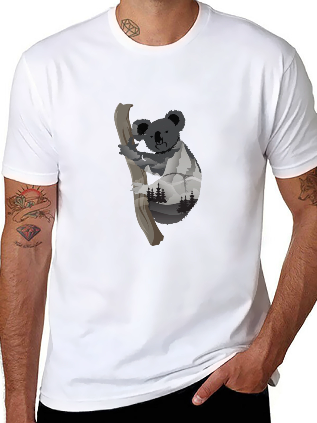 Koala Mountainscape Graphic Tee - Black