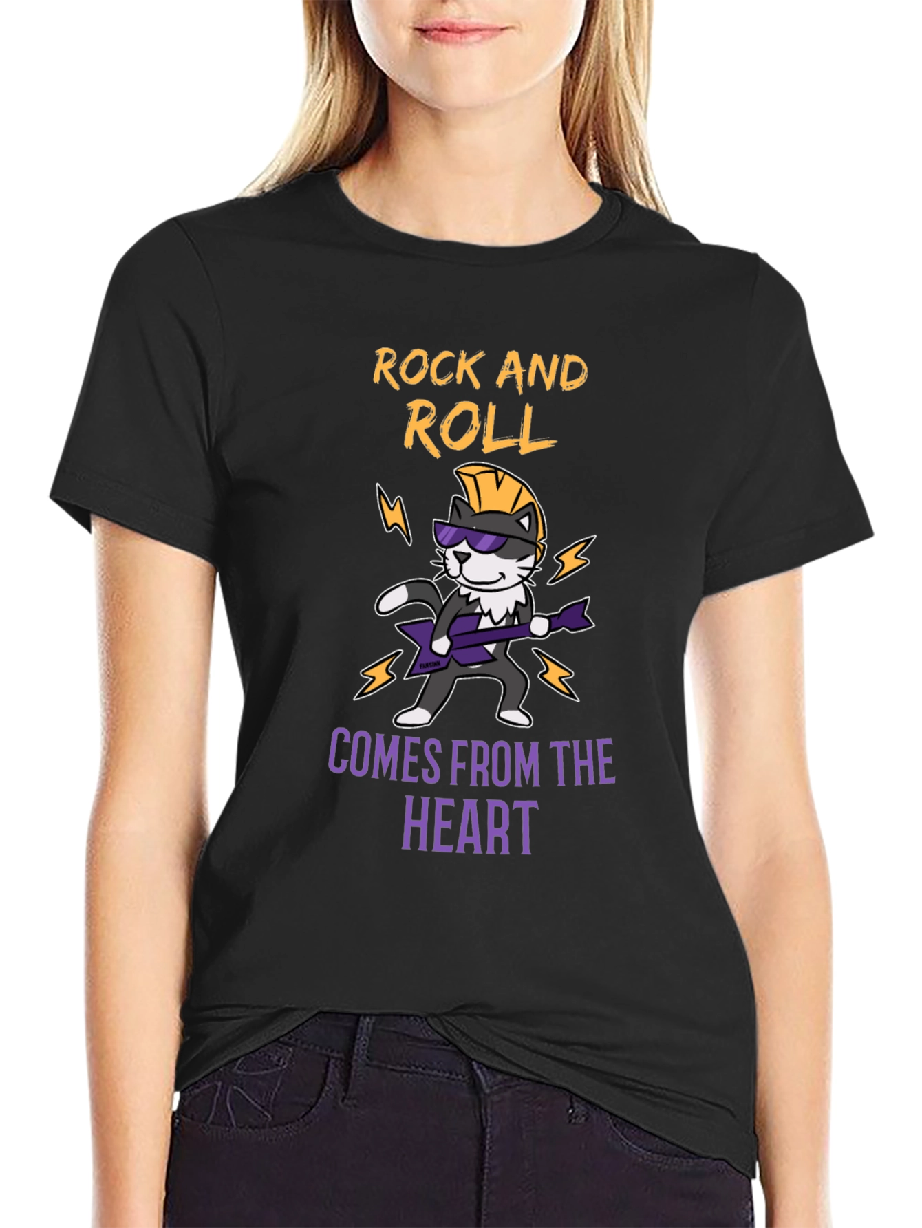 Rock and Roll Cat T-Shirt - Music Lover Tee