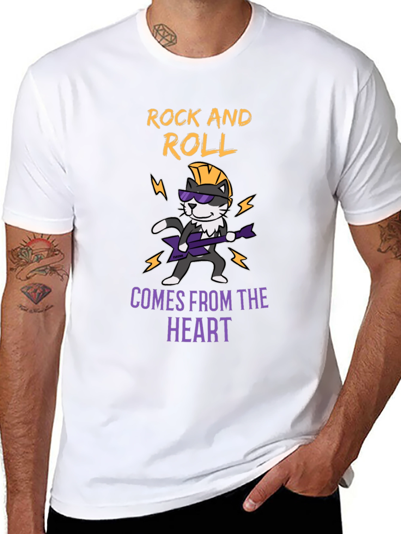 Rock and Roll Cat T-Shirt - Music Lover Tee