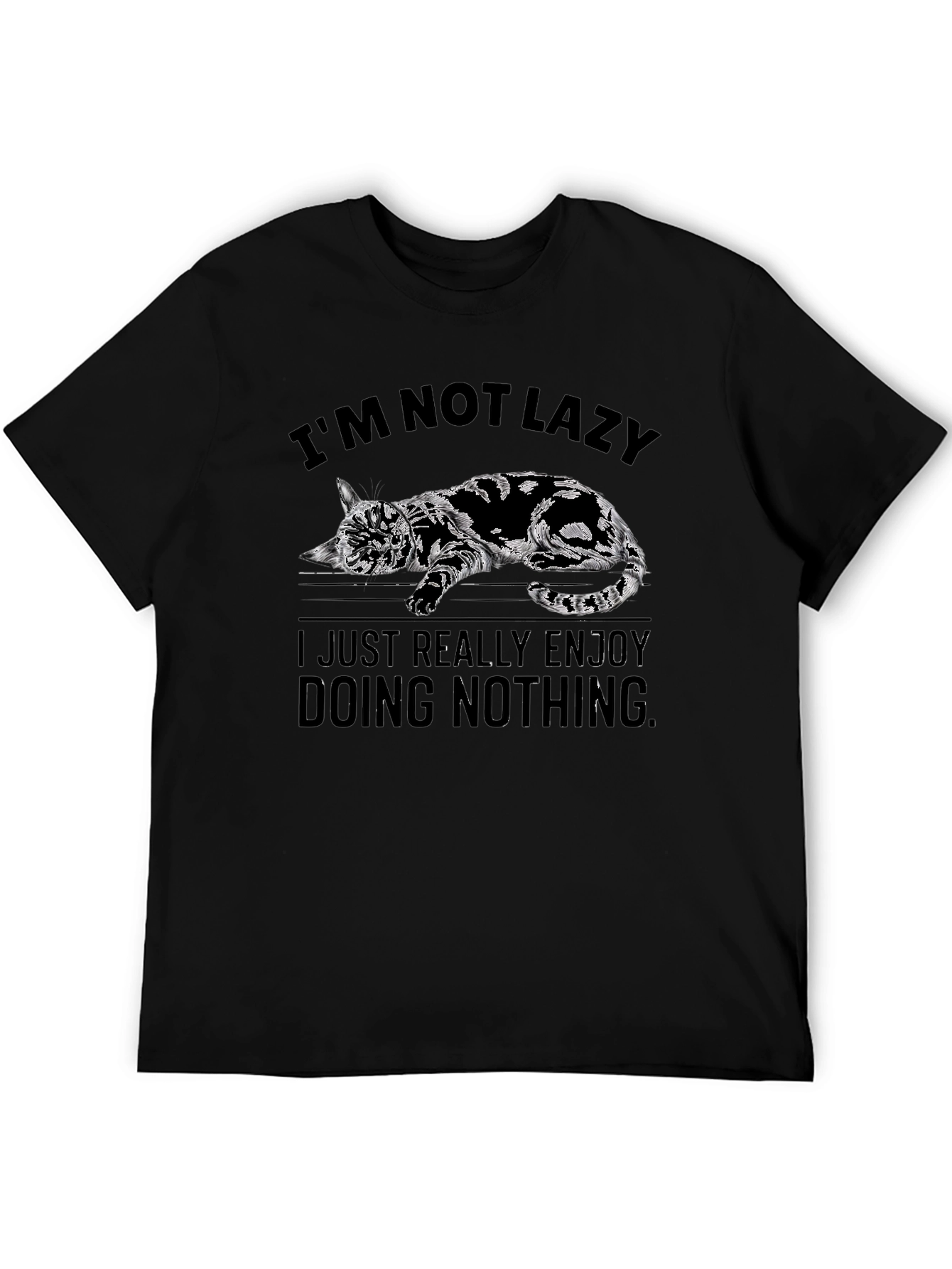 Lazy Cat Graphic T-Shirt - Enjoy Doing Nothing