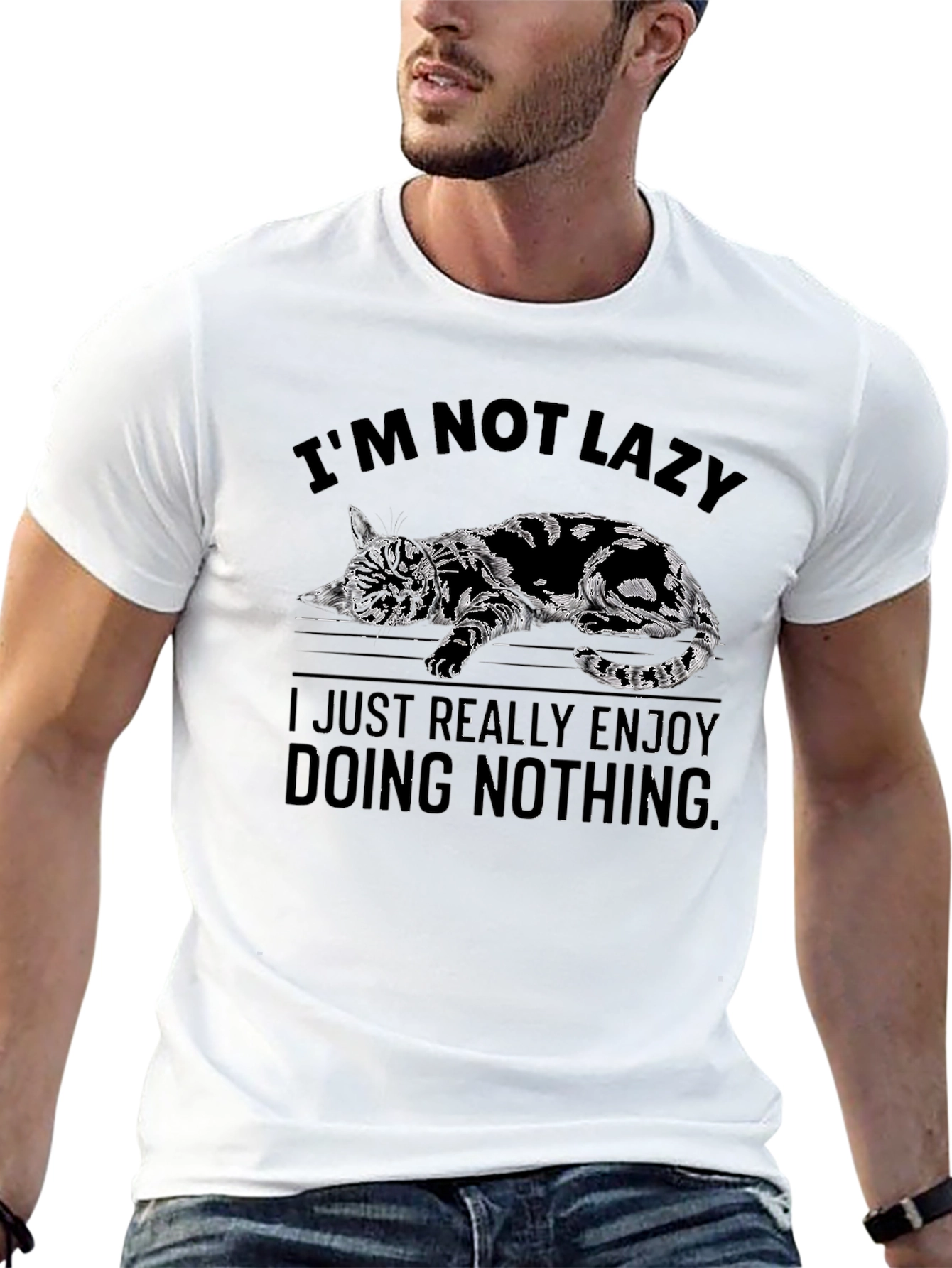 Lazy Cat Graphic T-Shirt - Enjoy Doing Nothing