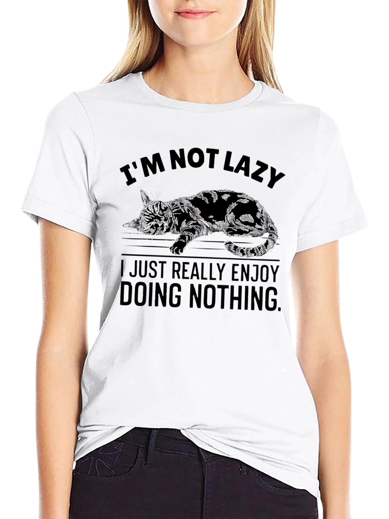 Lazy Cat Graphic T-Shirt - Enjoy Doing Nothing