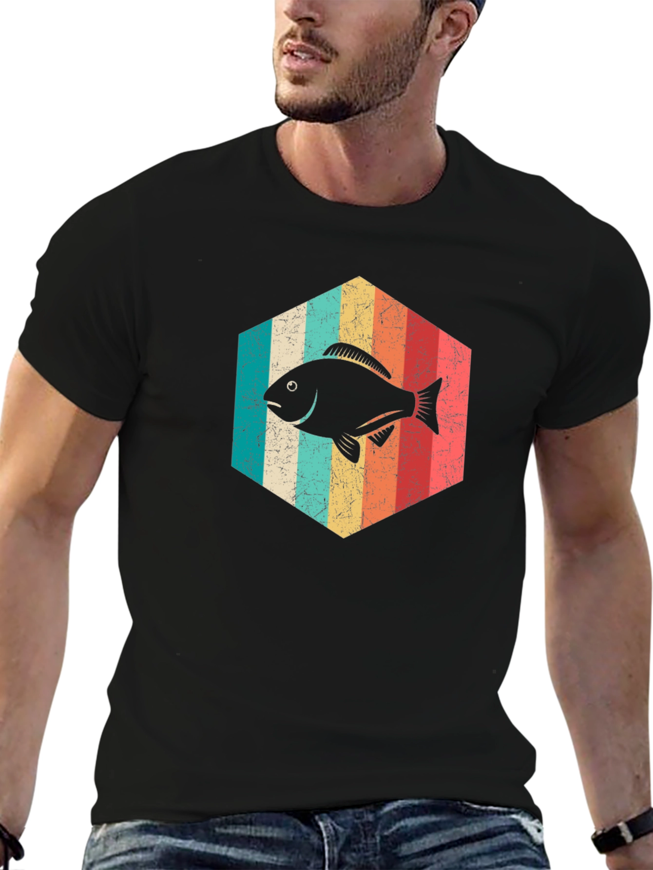 Retro Fish Graphic Tee - Black