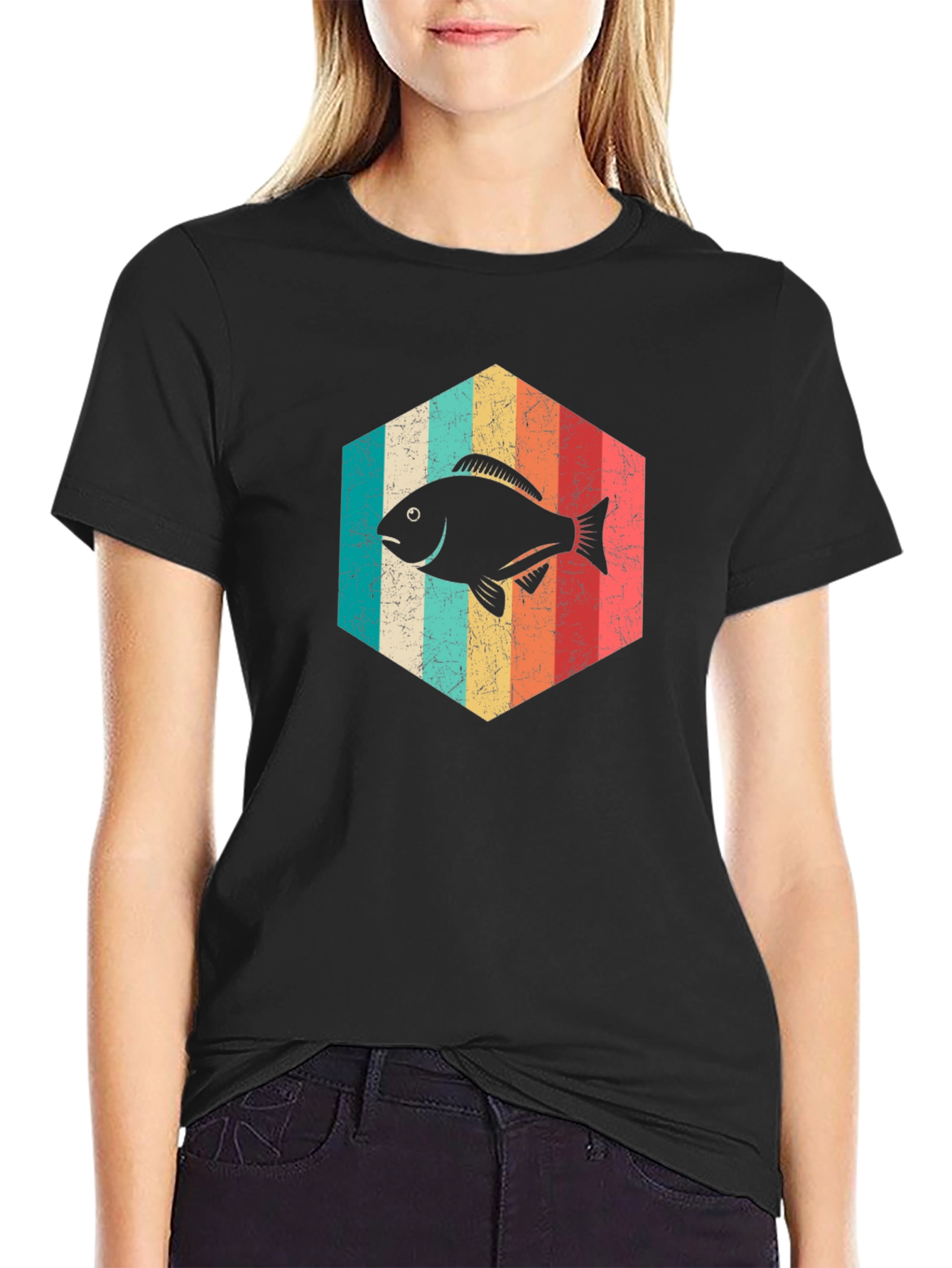 Retro Fish Graphic Tee - Black