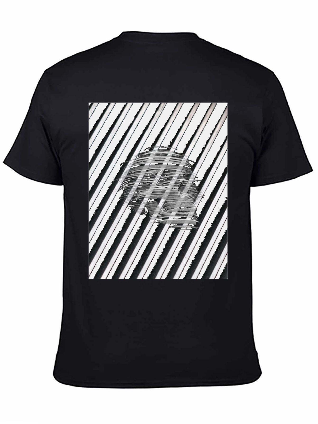 Abstract Skull Graphic Tee - Black Cotton T-Shirt