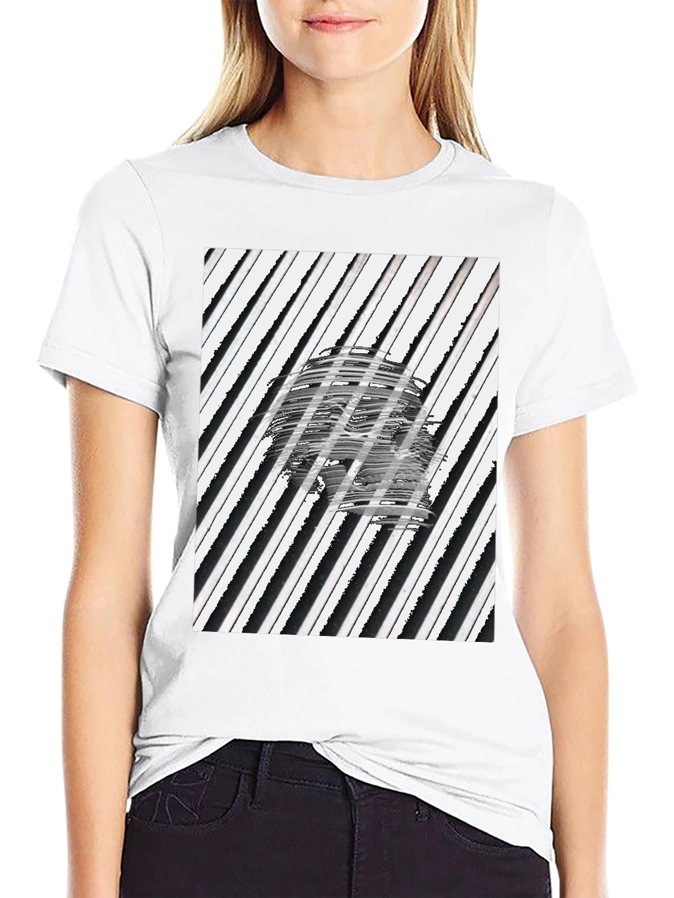 Abstract Skull Graphic Tee - Black Cotton T-Shirt