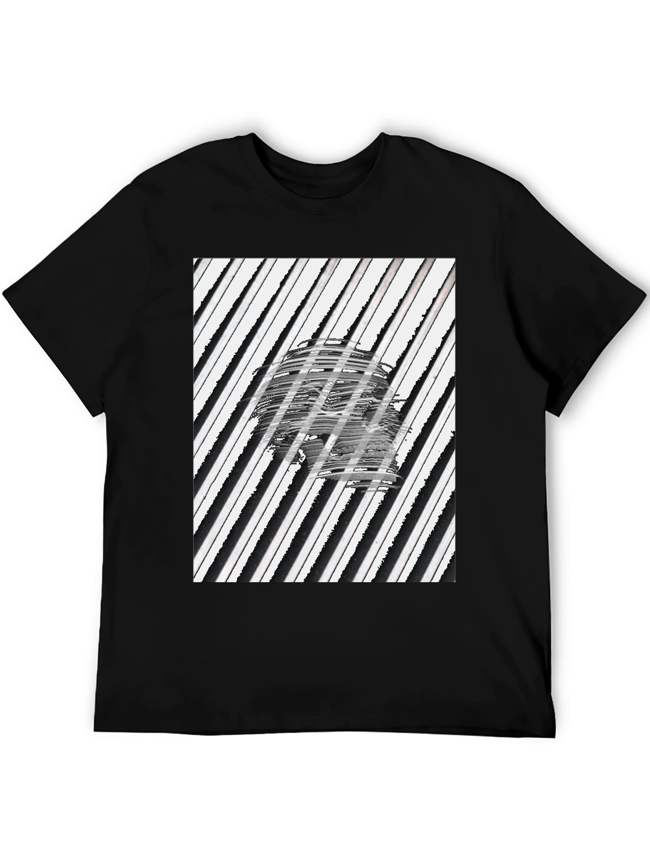Abstract Skull Graphic Tee - Black Cotton T-Shirt