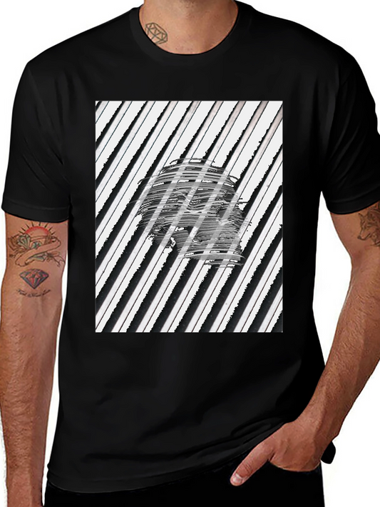 Abstract Skull Graphic Tee - Black Cotton T-Shirt