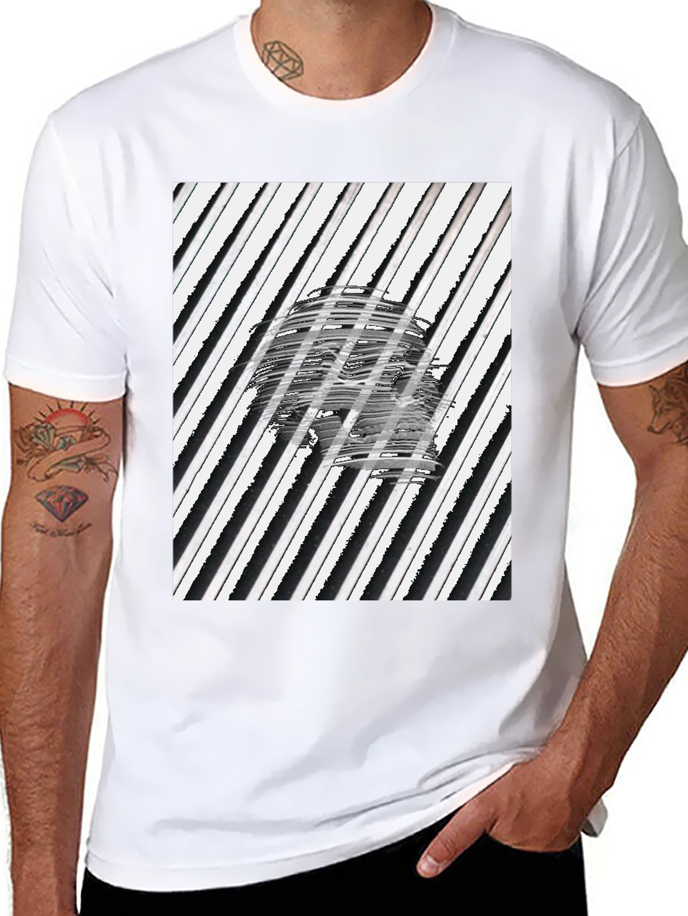 Abstract Skull Graphic Tee - Black Cotton T-Shirt
