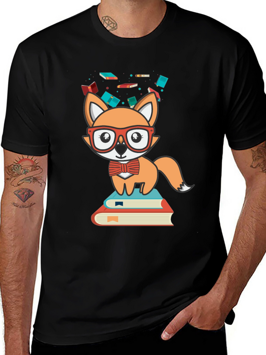 Fox Reader Graphic Tee - Cute Bookworm Shirt