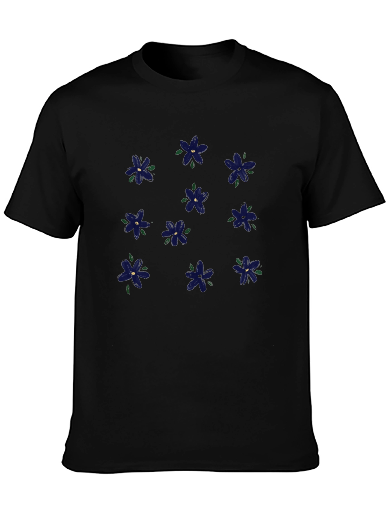 Floral Print Black T-Shirt for Men