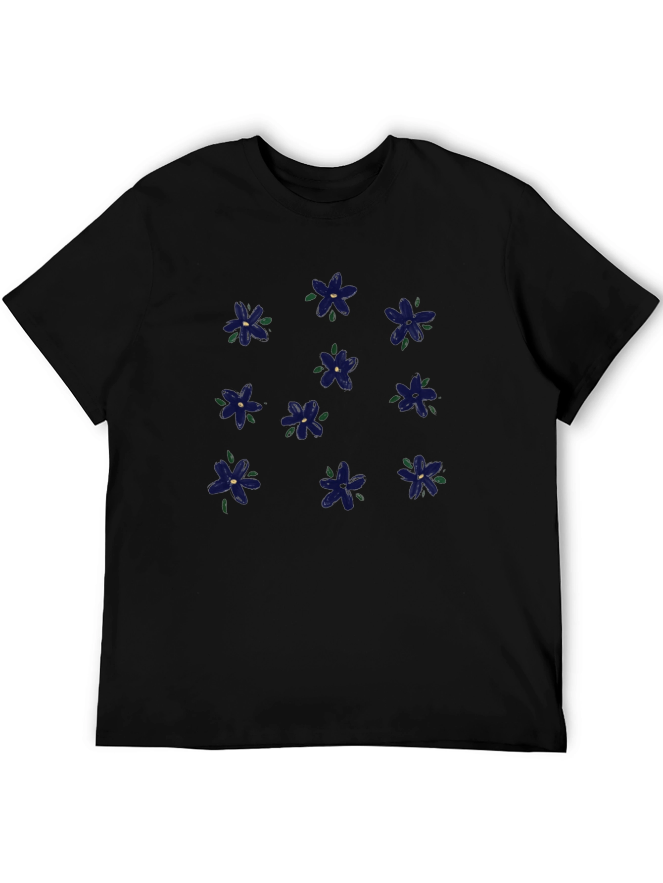 Floral Print Black T-Shirt for Men