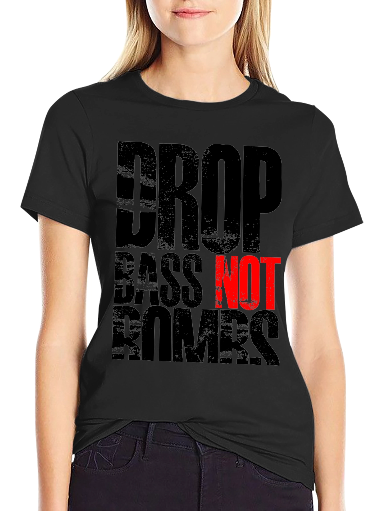 Drop Bass Not Bombs Graphic Tee - Black