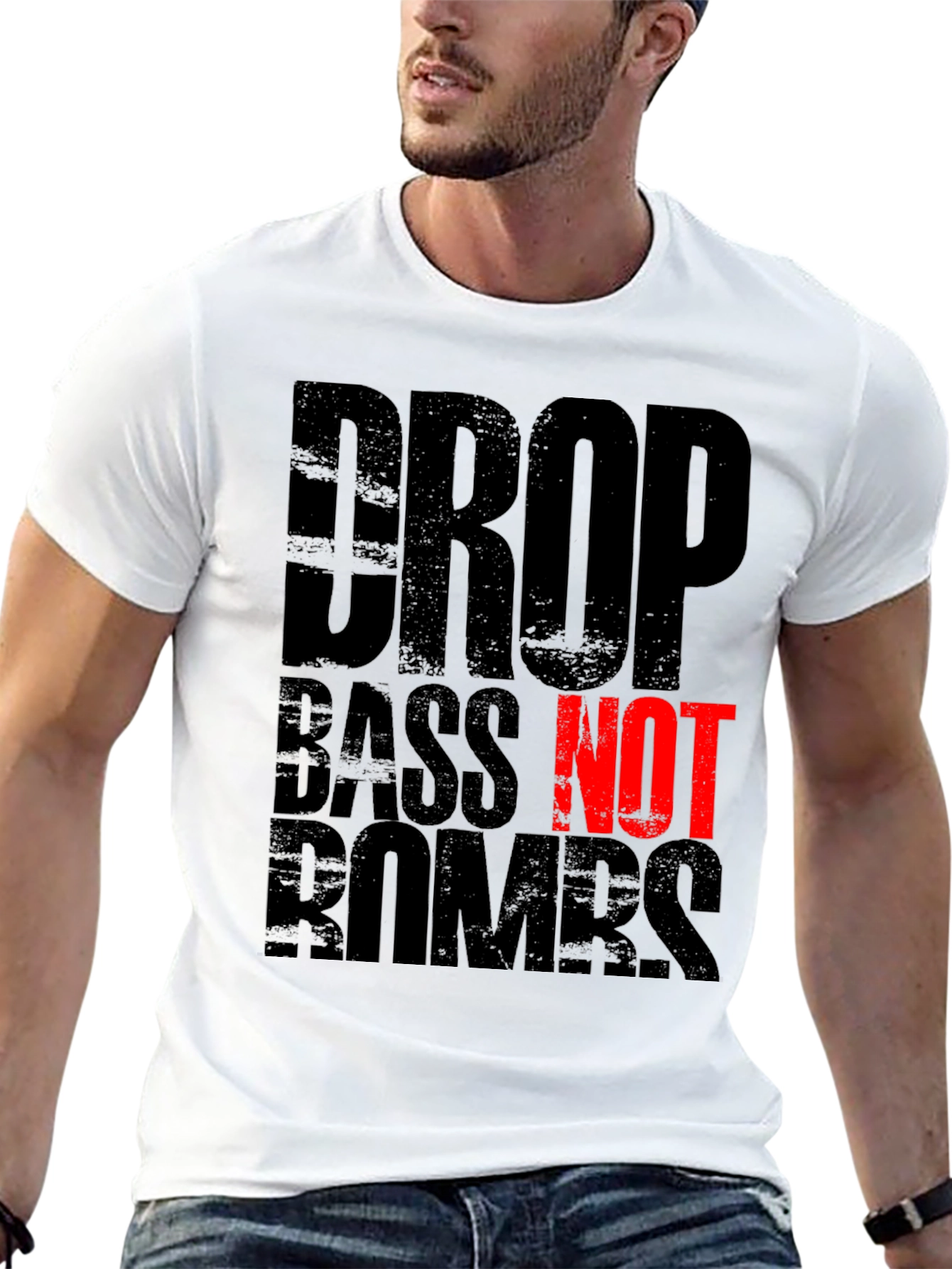 Drop Bass Not Bombs Graphic Tee - Black