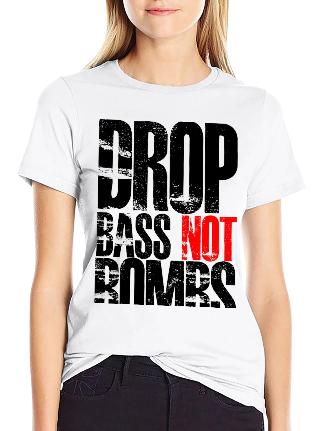 Drop Bass Not Bombs Graphic Tee - Black