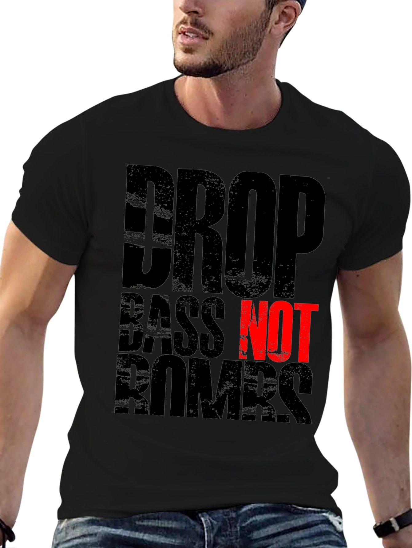 Drop Bass Not Bombs Graphic Tee - Black