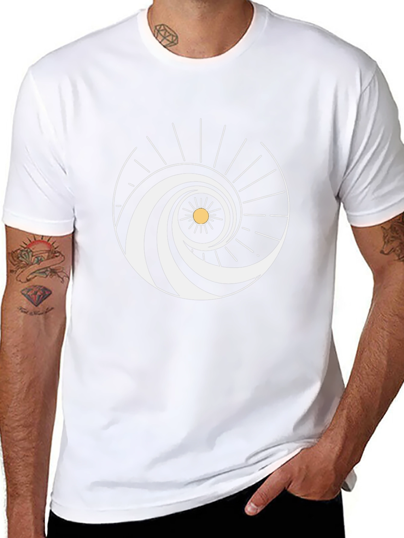 Spiral Wave Sun Graphic Tee - Black